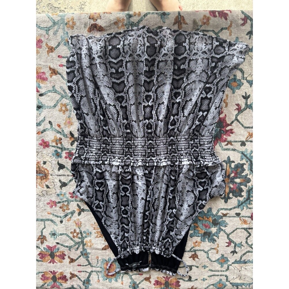 EXPRESS Strapless Tube Top Jumpsuit Snake Skin Print Size M